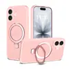 Funda de Teléfono con Soporte Apple 17Promax Exclusiva Transfronteriza con Piel Magnética de Tacto Fino y Agujeros Finos Cubierta Protectora Giratoria para iPhone 16