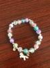 Pulseira Infantil de Cristal Colorido Estilo Novo Japonês e Coreano Transfronteiriça Fofa para Estudante Feminina Liga de Zinco Cartoon Pulseira de Contas de Vidro