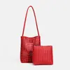Bolso de Hombro Hueco Fresco y Sencillo para Debajo del Brazo Bolso Cubo Retro Nuevo de Gran Capacidad Bolso de Playa Tejido