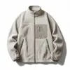 Jaqueta unisex com zíper, forrada de fleece, quente, funcional e moderna para uso externo, com bolsos de patch 13561