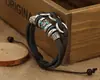 Punk Británico Europeo y Americano todo-combinable Moda pulsera de cuero genuino para hombre y mujer pulsera punk pulsera con cuentas barato al por mayor
