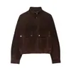 Comercio Electrónico Transfronterizo Estilo Europeo y Americano Ropa de Mujer ZA AliExpress Venta Caliente Decoración de Bolsillo Chaqueta Piloto de Gamuza Abrigo