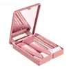 Caja de Espejo del Fabricante, Set de 5 Brochas de Maquillaje, Modelo Portátil con Espejo, Brocha para Polvos Multifuncional, Brocha para Rubor, Herramientas de Belleza