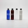 Garrafa plástica PET redonda de 150ml para cosméticos, frasco de tônico, com tampa de rosca anodizada prateada brilhante e dourada