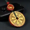 Llavero de Moneda Fantasma de Montaña de Arena de Cristal Translúcido de Cinabrio Crudo con Estampado Dorado, Colgante de Año de Nacimiento Unisex, Dropshipping