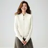 Cardigan de Lã Grossa com Zíper e Trançado Pesado, Gola Redonda, Macio, de Caxemira, para Mulheres, Outono 2026