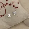 Pendientes de Plata de Ley S925 con Cruz Totalmente Incrustada y Trébol de Cuatro Hojas, Estilo de Nicho de Lujo Ligero, Pendientes de Alta Gama para Mujer