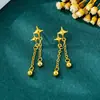 Brincos Populares de Alta Qualidade com Franjas de Estrela para Mulheres, Brincos Transfronteiriços de Ouro de Areia Vietnamita, Luxo Leve, Cor Duradoura, Joias de Ouro de Imitação