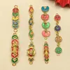 Pingente de Celebração de Festival com Palavras Auspiciosas de Bênção, Esmalte Colorido Galvanizado Estilo Retro Guochao para Pulseira DIY e Joias