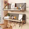 Prateleira de parede sem furos, perfeita para quartos de estudantes, armazenamento de cabeceira e organização de dormitórios; cesta de parede, prateleira de armazenamento para quarto