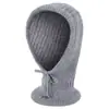 Bufanda Sombrero de Punto Integrado Otoño Invierno para Mujer Cordón Rayas Caliente Cubreorejas Gorro de Lana Bufanda Doble Uso