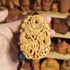 Fruta Marfil Marca Dragón Pieza de Mano Dragón Viaja por el Mundo Dragón del Zodiaco Ciprés Taihang Madera Maciza Tallado Marca Dragón Pieza de Juego Portátil