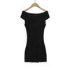 2546-25 Novo Estilo Verão Estilo Francês Casual Um Ombro Torcido Elástico Justo Sexy Vestido Justo