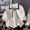Polo de Manga Corta con Cordón para Hombre Verano Delgado Moderno Marca Moda Lass Camiseta de Media Manga para Hombre Ropa Superior Recién Llegado