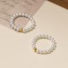 Anel de Prata S925 Nalan Estilo Coreano Simples com Contas Douradas Brilhantes Anel de Contas de Contas Verão Fresco Elegante Joia J9590