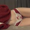 Calcinha de algodão estilo japonês vermelho que rouba corações, estilo loli maid, calcinha de renda sexy de cintura baixa, virilha de algodão puro