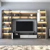 Set Combinado de Mueble de TV y Mesa de Café de Lujo Ligero, Gabinete de Pared Minimalista Moderno, Gabinete de TV Integrado para Pared de Fondo de Sala de Estar, Colgante