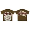 Camiseta de Estrás Emoción Mixta Calle Alta Americana Estampado de Bebé Ángel Holgada Algodón Puro Marca de Moda Manga Corta Verano