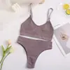 Comércio exterior moderno estilo Harajuku versátil top sem costas sexy calcinha de corte alto conjunto feminino de duas peças