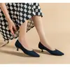 1507 Zapatos de Princesa Tejidos para Mujer de Punta Fina y Tacón Bajo Kitten, Suela Suave, Tacón Medio-Alto Planos para Mujer, Cómodos y Modernos, Elegantes