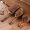 Peine Grande de Sándalo con Cojín de Aire para Masaje de Meridianos de la Cabeza, Peine de Paleta Grande Alisador para Cabello Largo de Peluquería Femenina Uso en Casa