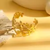 Pulsera Abierta de Acero Inoxidable con Diseño Único de Ondas de Agua, Empalme Geométrico Irregular, Moda Estilo Lava Europea y Americana Transfronteriza