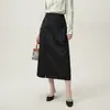 Nueva Falda Negra Estilo Chino de Cintura Alta Adelgazante para Mujer Verano Nueva Sensación de Alta Gama Elegante Socialité Falda con Abertura