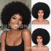 Fornecimento exclusivo transfronteiriço de perucas pretas estilo afro, com cabelo volumoso e cacheado, feitas com fibras sintéticas de alta temperatura