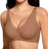Sutiã sem fio de renda de malha transparente com decote em V profundo transfronteiriço europeu e americano, lingerie de comércio exterior, best-seller da Amazon, estilo fino e liso