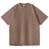 Camiseta Básica Vintage Lavada Transfronteiriça de Manga Curta, Ombro Caído, 100% Algodão, Solta Oversize, Camiseta Retro, Gola Redonda