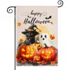 Bandeira de Jardim Mais Quente da Amazon para Halloween Estampa de Corvo Gato Material de Linho Bandeira de Decoração de Jardim de Halloween