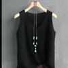 Camisola Suelta Talla Grande para Mujer Verano Tejida Seda Helado Ropa Exterior Cubre Barriga Gordita Sin Mangas Camiseta Camisa Base Interior