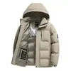 Nova jaqueta com capuz de inverno para homens, moderna e espessa para aquecimento, adequada para homens jovens e de meia-idade, casaco de algodão de inverno, suporta impressão personalizada