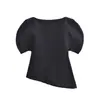 Ropa de Mujer al por Mayor Transfronteriza Estilo Europeo y Americano Tops de Moda con Mangas Cortas Abullonadas Camisetas Ajustadas Nuevas Otoño e Invierno 2025