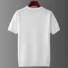 Camiseta de Seda de Gelo Vazada de Manga Curta Verão Camisa de Malha Fina Masculina Simples Versátil Respirável Gola Redonda Manga Meia Moda Top