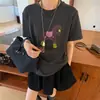 O Salvador dos Looks!~ Camiseta Pony Redonda de Manga Curta Estilo Coreano para Mulheres, Nova Coleção Primavera/Verão 2026, Top Soltinho e Casual Vintage