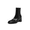 Botas retrô francesas Maillard com bico quadrado e salto grosso de 5cm, botas curtas simples de salto alto, sapatos femininos vintage versáteis