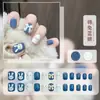 Manicura Uñas Portátiles Crema Linda Estilo Ins Uñas Postizas Dibujo Animado Hecho a Mano Diamante Set de 24 Piezas Uñas de Máquina