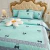 Explosiones de Tesoros Estilo Coreano Pastoral Floral Pequeño Juego de Cuatro Piezas Algodón Engrosado Amigable con la Piel Cepillado Sábana para Cama Individual y Doble Funda de Edredón para Dormitorio