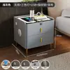 Mesa de Cabeceira Simples e Confortável Estilo Casa Tampo em Rocha Estilo Celebridade da Internet Moderna Luxo Leve Italiano Multifuncional Armário de Cabeceira Inteligente
