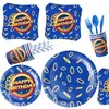Set de Vajilla Desechable Temática de Sonic Más Vendido Transfronterizo: Vasos de Papel, Platos de Papel, Servilletas, Cubiertos, Set de Decoración de Cumpleaños