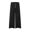 Calça Jeans Forn3 Estilo High Street Americano com Botões e Tachas para Homens, Marca Tendência Unissex Calças Largas, Calças Retas de Perna Larga