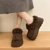 Pantuflas de Algodón Forradas en Piel Sintética Otoño/Invierno Pantuflas de Suela Gruesa para Mujer Aumentan la Altura Piel Lana Sintética Cálido 2026 Lana de Cordero Calzado para Exteriores