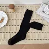 Calcetines de encaje de oreja de madera para otoño e invierno para mujer, calcetines largos de encaje JK, calcetines hasta la rodilla, calcetines blancos para mujer, calcetines holgados para piernas bonitas