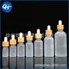 Botella gotero de bambú para aceites esenciales de 10 ml a 100 ml, botella de vidrio transparente esmerilado de 30 ml para cosméticos
