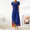 Terno da Moda Cor Gradiente Transfronteiriço Feminino Verão Design de Luxo Leve de Alto Nível Terno Saia Plissada Cor Gradiente