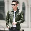 Chaqueta de Cuero PU con Forro de Felpa para Primavera y Otoño para Hombre, Corte Delgado, Estilo Coreano, Chaqueta de Cuero PU Madura, Casual y Versátil