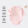 Macacão de bebê de algodão puro classe A com abertura entre as pernas macacão triângulo para engatinhar estilo proteção da barriga para bebê menina estilo princesa body com botões na entreperna