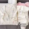 Direto da Fábrica 47 Padrões Cardigan Duplo Longo Nuvem Algodão Lapela Pijama Verão Manga Longa Calça Longa Roupa de Casa