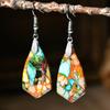 Nuevos pendientes de Amazon, pendientes de piedra emperador geométrica de color bohemio, pendientes vintage de temperamento, joyería europea y americana.